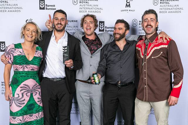 Members of the Margaret River Beer Co team celebrate a successful night at the Australian International Beer Awards. 