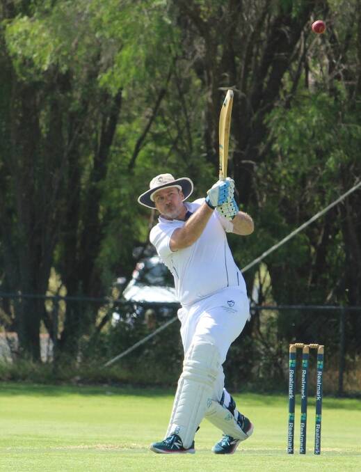 GOOD STRIKE: Ben Cadd, Dunsborough's best batsman in the Busselton-Margaret River competition at Bovell Park on Saturday, shows how to loft the ball. Photo by Vanessa Hatton.