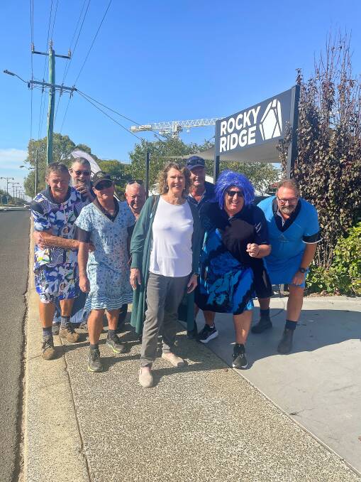 Busselton Hospice Care Inc's Jenny Monson (front) with some of the Blue Amble walkers at Rocky Ridge this week. Pictures by Nicky Lefebvre.
