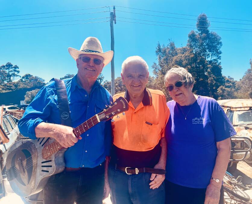 Scott Wise, Nocka Noakes and Heather Locke ahead of the upcoming 'Bookstock' event at Cowaramup District Club this Sunday. Picture by Nicky Lefebvre. 